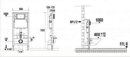 Сенсорная система инсталляции для подвесного унитаза 500х1125 (3 в 1) Terminus Воскресенск - фото 9