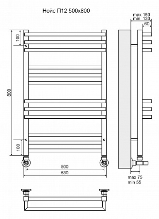 Нойс П12 500х800 Полотенцесушитель TERMINUS Воскресенск - фото 3 Нойс П12 500х800 Полотенцесушитель TERMINUS Воскресенск - фото 3