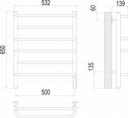 Евромикс П6 500х650 Электро (quick touch) Полотенцесушитель TERMINUS Воскресенск - фото 3 Евромикс П6 500х650 Электро (quick touch) Полотенцесушитель TERMINUS Воскресенск - фото 3