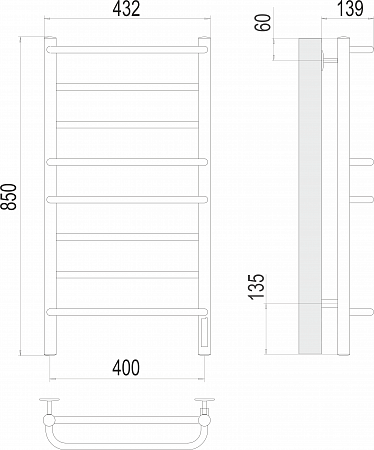 Евромикс П8 400х850 Электро (quick touch) Полотенцесушитель TERMINUS Воскресенск - фото 3 Евромикс П8 400х850 Электро (quick touch) Полотенцесушитель TERMINUS Воскресенск - фото 3