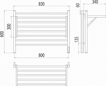 Горизонт П8 800х600 электро (sensor quick touch) Полотенцесушитель TERMINUS Воскресенск - фото 5 Горизонт П8 800х600 электро (sensor quick touch) Полотенцесушитель TERMINUS Воскресенск - фото 5