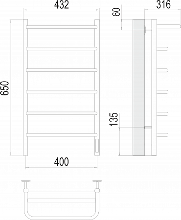 Полка П6 400х650 Электро (quick touch) Полотенцесушитель TERMINUS Воскресенск - фото 3 Полка П6 400х650 Электро (quick touch) Полотенцесушитель TERMINUS Воскресенск - фото 3
