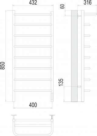 Полка П8 400х850 Электро (quick touch) Полотенцесушитель TERMINUS Воскресенск - фото 3 Полка П8 400х850 Электро (quick touch) Полотенцесушитель TERMINUS Воскресенск - фото 3