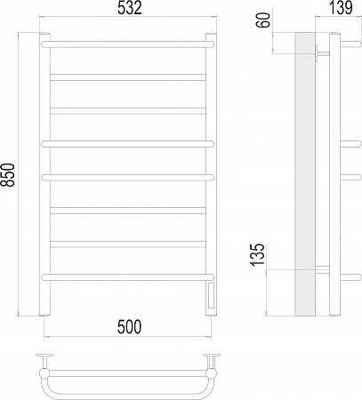 Евромикс П8 500х850 Электро (quick touch) Полотенцесушитель TERMINUS Воскресенск - фото 3 Евромикс П8 500х850 Электро (quick touch) Полотенцесушитель TERMINUS Воскресенск - фото 3