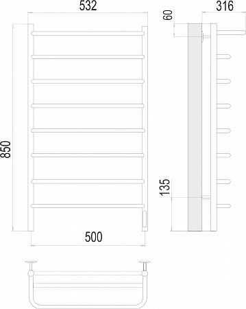 Полка П8 500х850 Электро (quick touch) Полотенцесушитель TERMINUS Воскресенск - фото 3 Полка П8 500х850 Электро (quick touch) Полотенцесушитель TERMINUS Воскресенск - фото 3