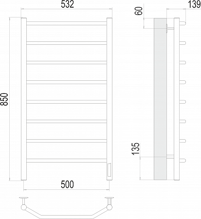 Виктория П8 500х850 Электро (quick touch) Полотенцесушитель TERMINUS Воскресенск - фото 3 Виктория П8 500х850 Электро (quick touch) Полотенцесушитель TERMINUS Воскресенск - фото 3
