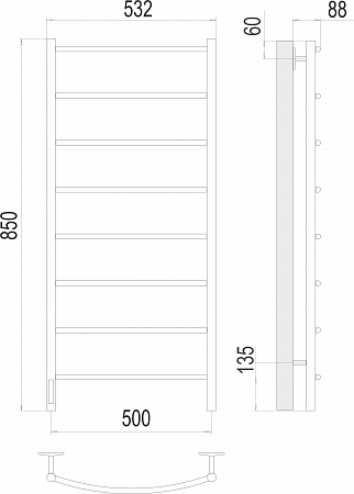 Классик П8 500х850 Электро (quick touch) слева Полотенцесушитель TERMINUS Воскресенск - фото 3 Классик П8 500х850 Электро (quick touch) слева Полотенцесушитель TERMINUS Воскресенск - фото 3