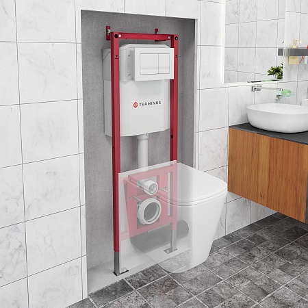 Система инсталляции для подвесного унитаза 400х1160 (4 в 1 с клавишей смыва) Terminus Воскресенск - фото 1 Система инсталляции для подвесного унитаза 400х1160 (4 в 1 с клавишей смыва) Terminus Воскресенск - фото 1