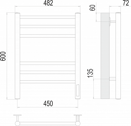 Аврора П6 450х600 электро КС 9003 матовый ( new встроен диммер) Полотенцесушитель TERMINUS Воскресенск - фото 3 Аврора П6 450х600 электро КС 9003 матовый ( new встроен диммер) Полотенцесушитель TERMINUS Воскресенск - фото 3