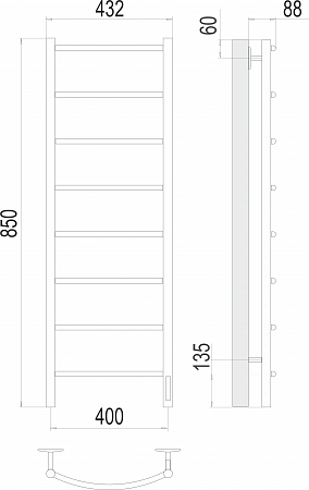 Классик П8 400х850 Электро (quick touch) Полотенцесушитель TERMINUS Воскресенск - фото 3 Классик П8 400х850 Электро (quick touch) Полотенцесушитель TERMINUS Воскресенск - фото 3