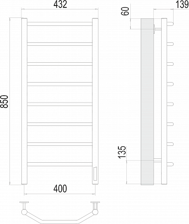 Виктория П8 400х850 Электро (quick touch) Полотенцесушитель TERMINUS Воскресенск - фото 3 Виктория П8 400х850 Электро (quick touch) Полотенцесушитель TERMINUS Воскресенск - фото 3