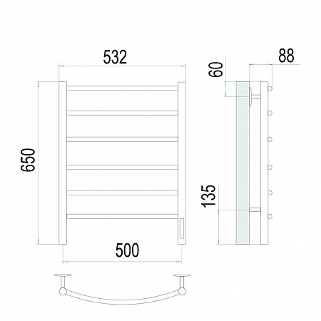Классик П6 500х650 Электро (quick touch) Полотенцесушитель TERMINUS Сатин Воскресенск - фото 4 Классик П6 500х650 Электро (quick touch) Полотенцесушитель TERMINUS Сатин Воскресенск - фото 4