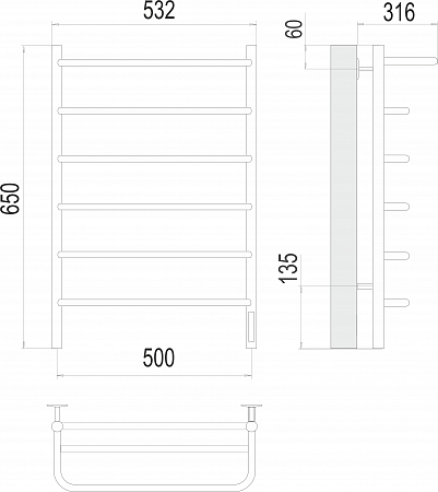 Полка П6 500х650 Электро (quick touch) Полотенцесушитель TERMINUS Воскресенск - фото 3 Полка П6 500х650 Электро (quick touch) Полотенцесушитель TERMINUS Воскресенск - фото 3