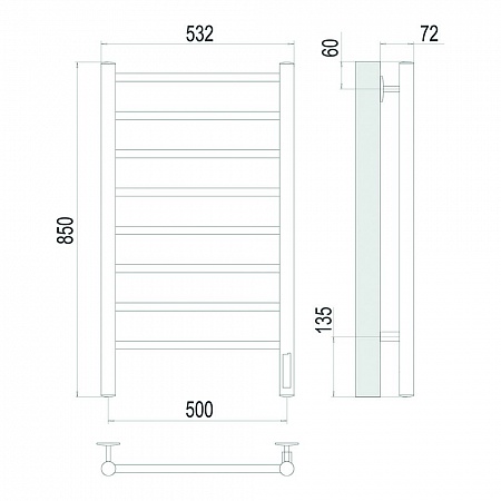 Аврора П8 500х850 Электро Полотенцесушитель TERMINUS Брашированное золото Воскресенск - фото 4 Аврора П8 500х850 Электро Полотенцесушитель TERMINUS Брашированное золото Воскресенск - фото 4
